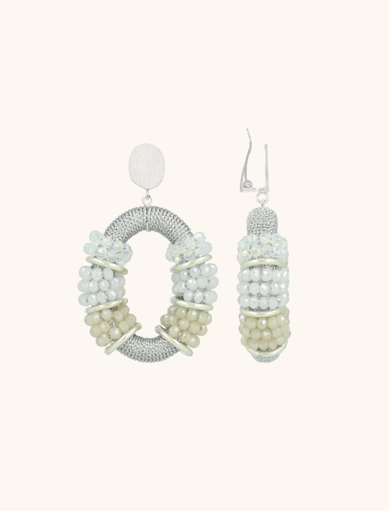 Crystal Silver/Silver Oorbellen Elle Combi Oval Deluxe M Clip