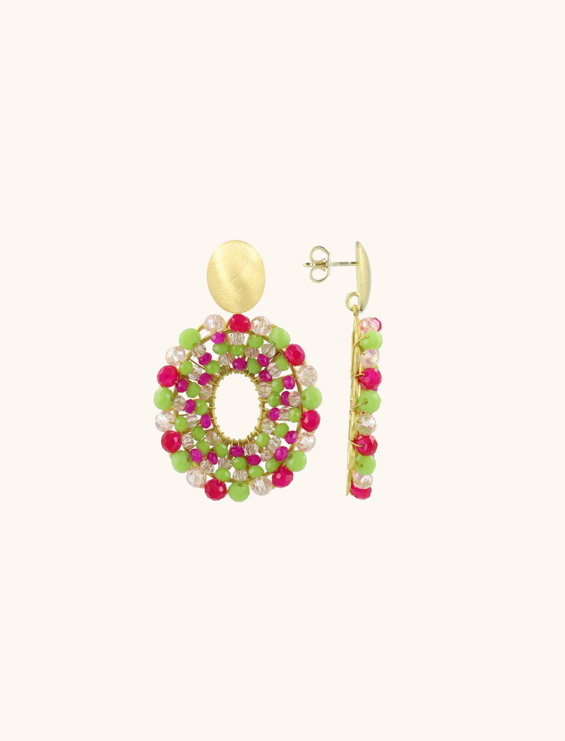 Fuchsia Lime Earrings Mia Oval S