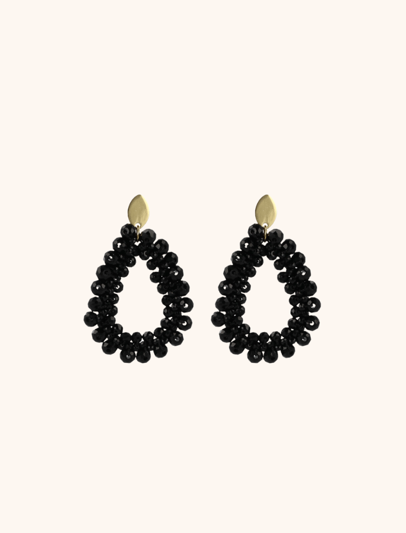 Black glassberry Peyote drop earrings 