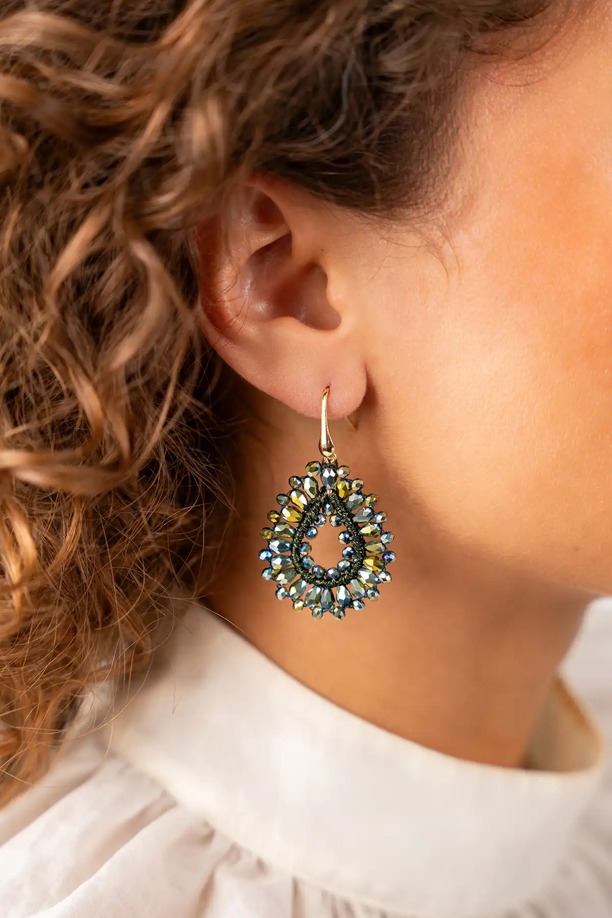 Metallic Groene Oorbellen Silk Drop S