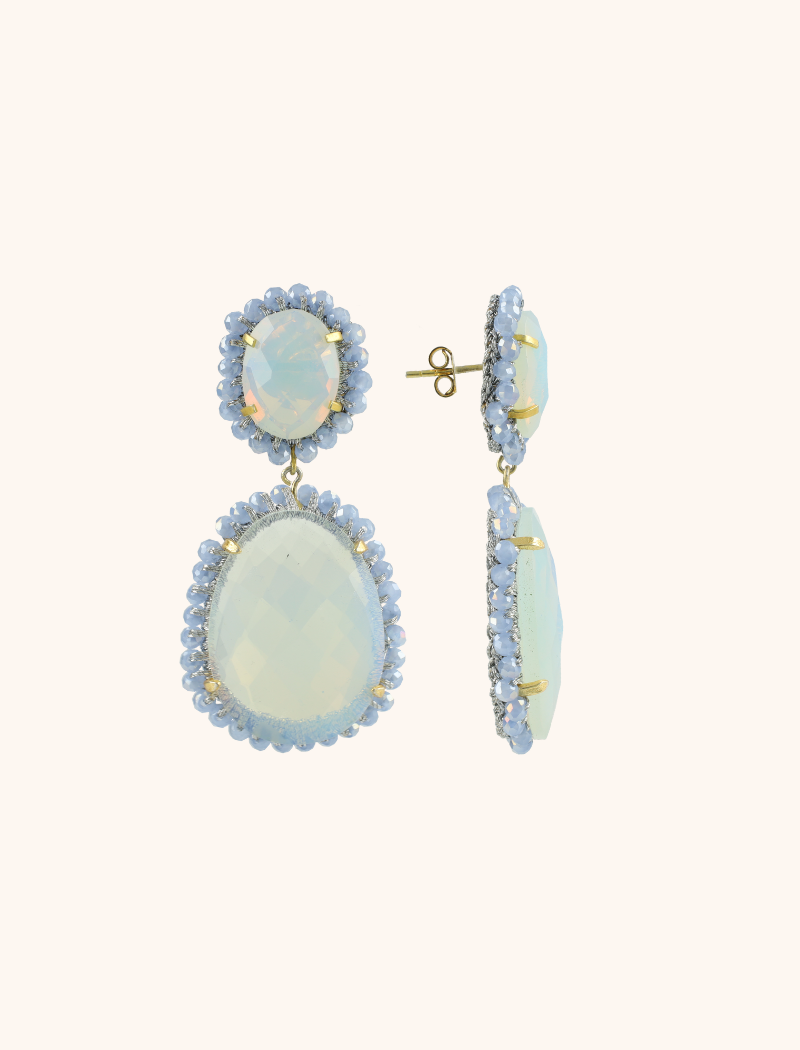 Shiny Frosty Blau Pendant Ohrringe Doppel L