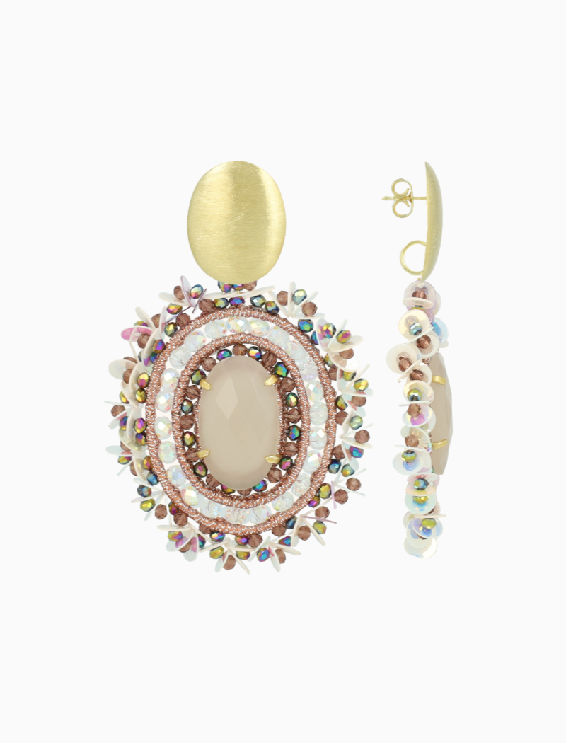 Rosa Mix Oorbellen Venna Filled Oval Sequins L