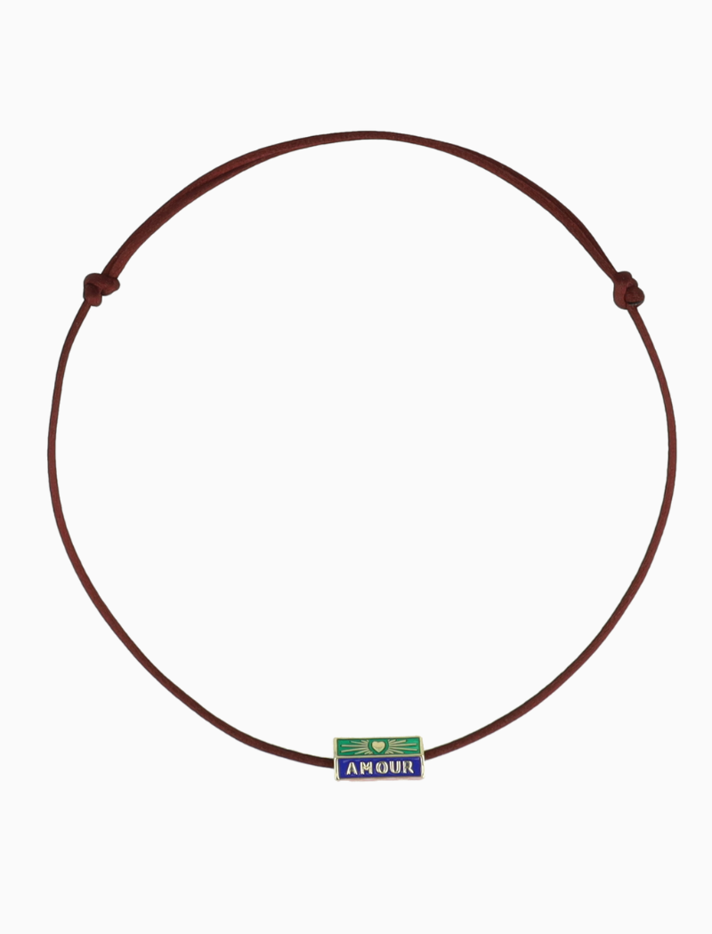 Necklace Satin Amour Charm - Red/Green/Blue