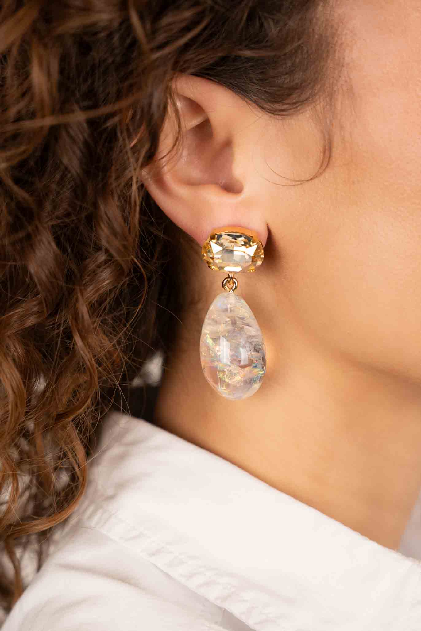 Crystal Earrings Merel Drop Rhinestone