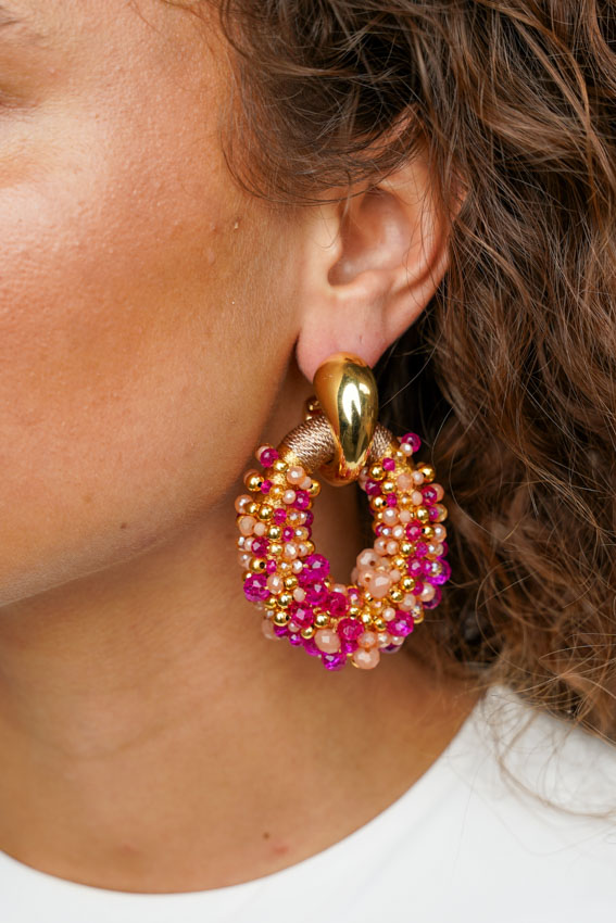 Fuchsia Tangerine Earrings Ophelia Combi Oval L