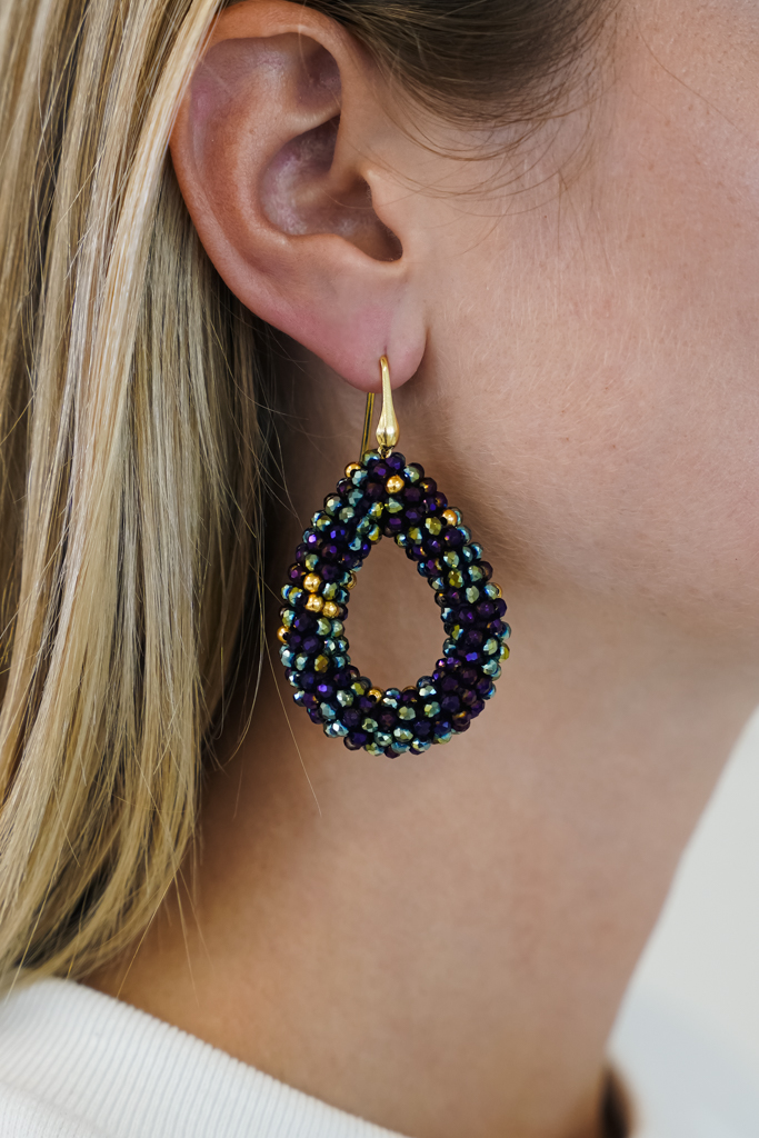 Green Purple Earrings Berry Drop L