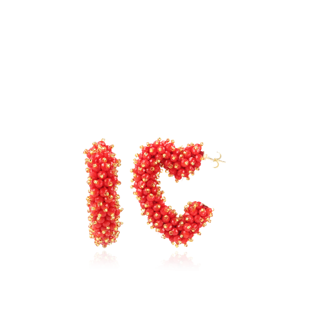 Red Sophia Earrings SophiaHeart Double Stones Creool