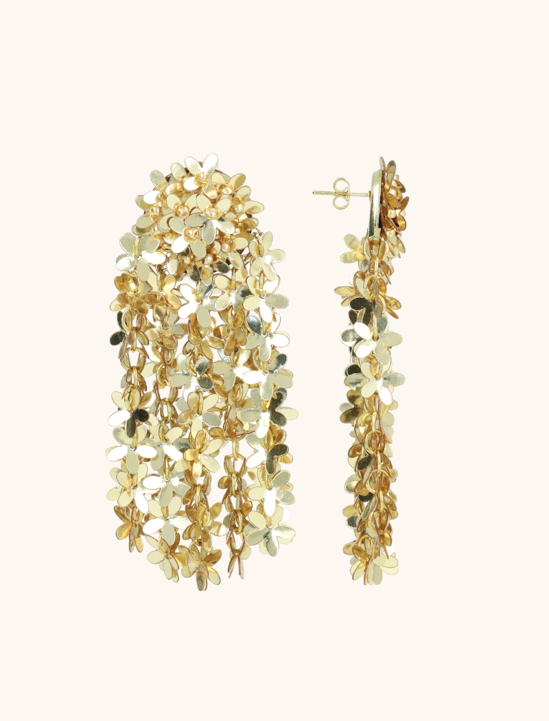 Goldene Blumen-Regen Ohrringe