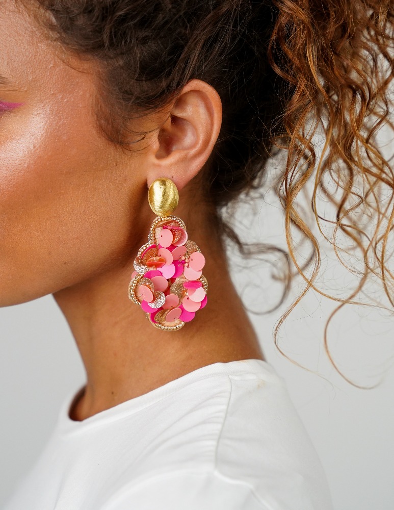 Sequin earrings Fuchsia Tangerine Vlinder drop Llott-theme.productDescriptionPage.SEO.byTheBrand