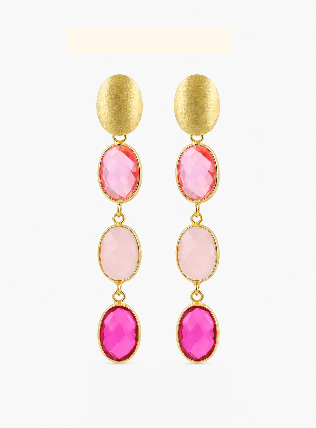 Fuchsia Oorbellen Three Framed Stones April