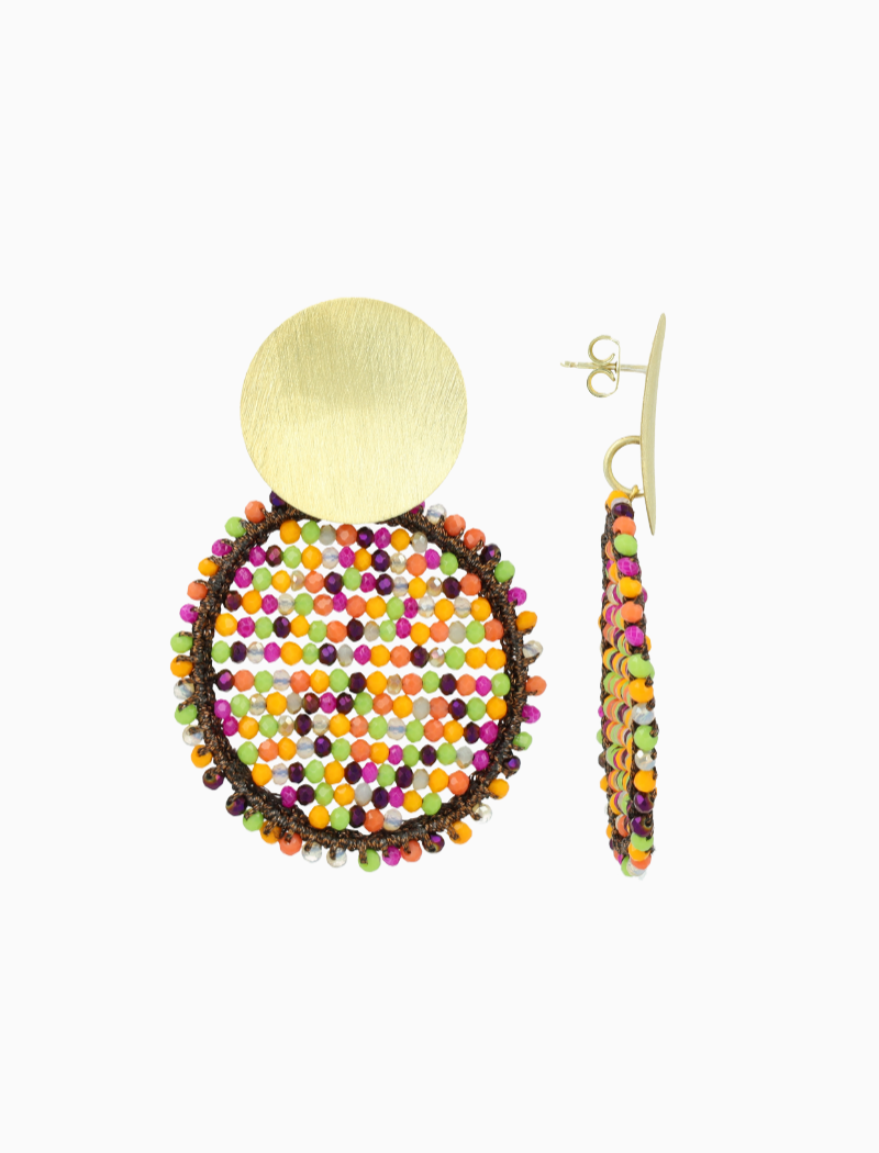 Fall Multi Mix Oorbellen Isabella Circle Abacus Double Stones L