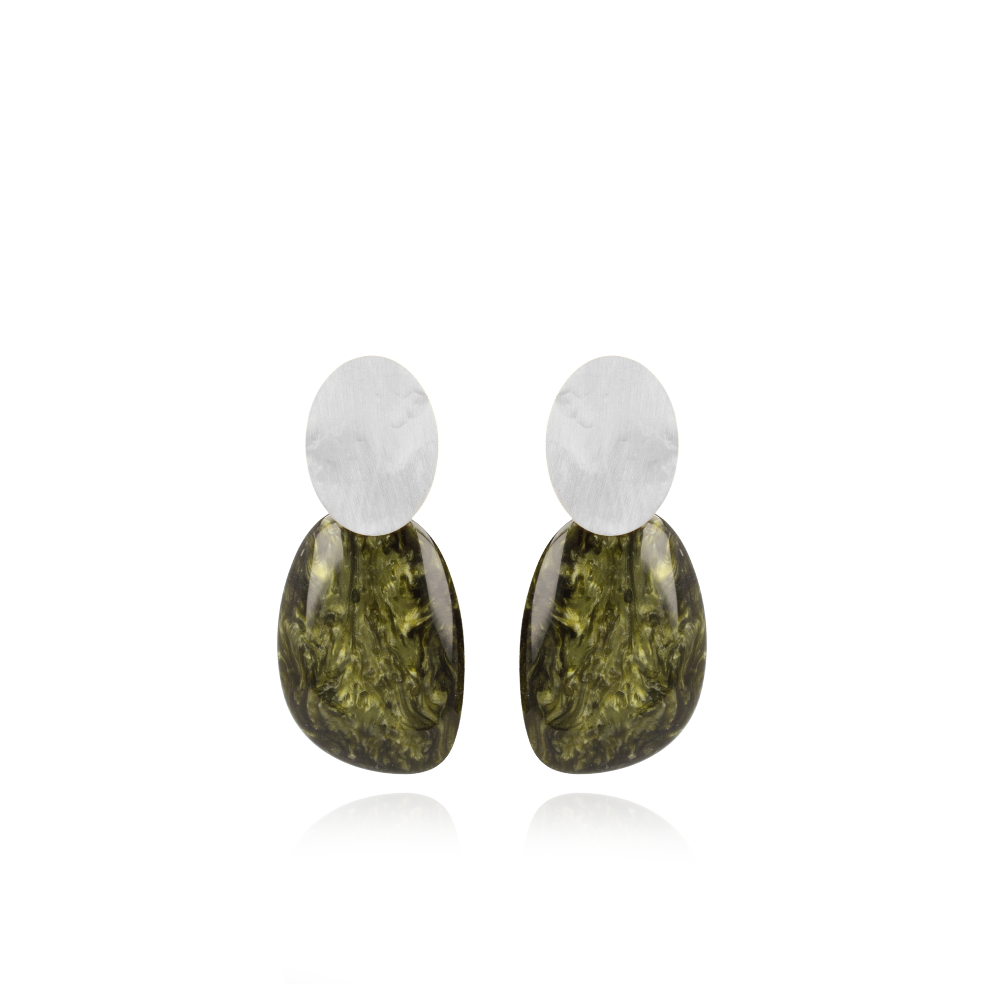 Marble Donker Groene Oorbellen Sara Asymmetrisch Ovaal Llott-theme.productDescriptionPage.SEO.byTheBrand