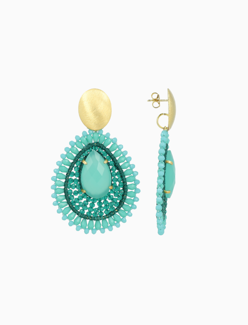 Turquoise Oorbellen Lina Filled Drop w/ Stone