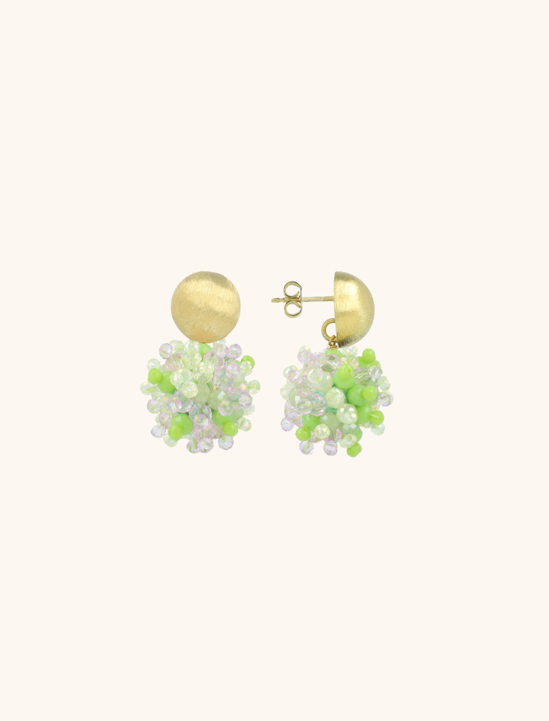 Lime Mix Oorbellen Jacky Globe S Double Stones