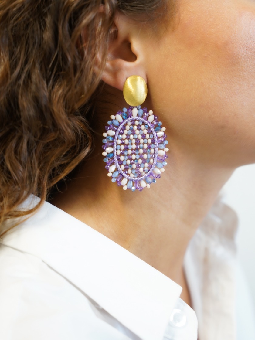 Mixed Purple Earrings Do Oval