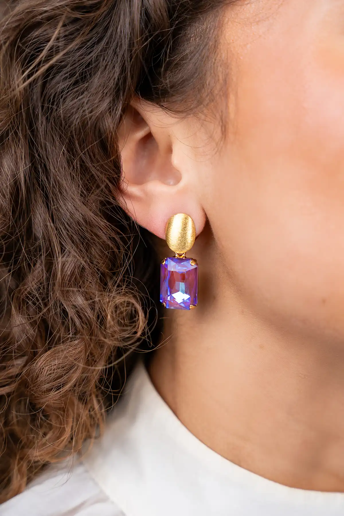 Fuchsia/Green Earrings Denise Rectangle M