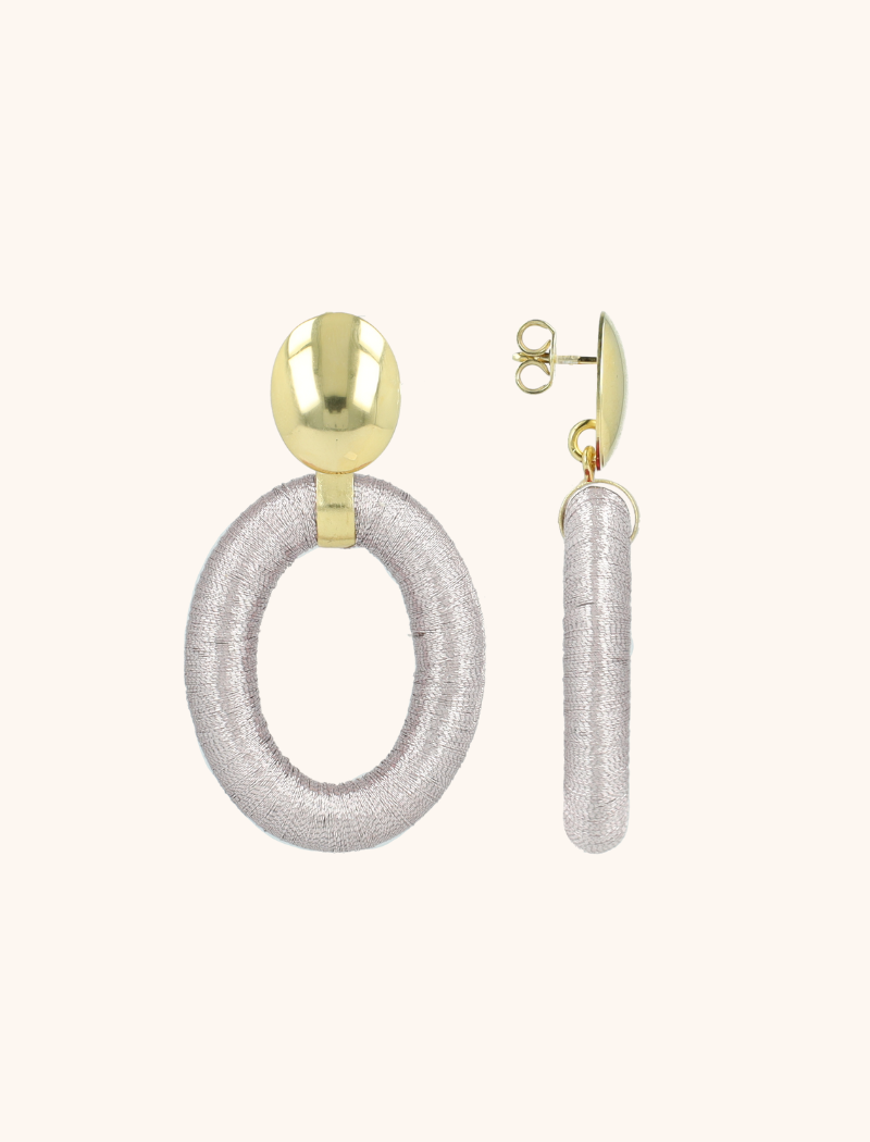 Shiny Lila Oorbellen Faye Oval L