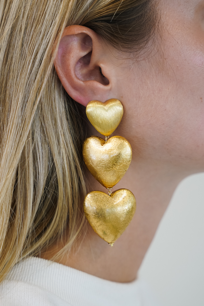Wooden Earrings Double Heart M