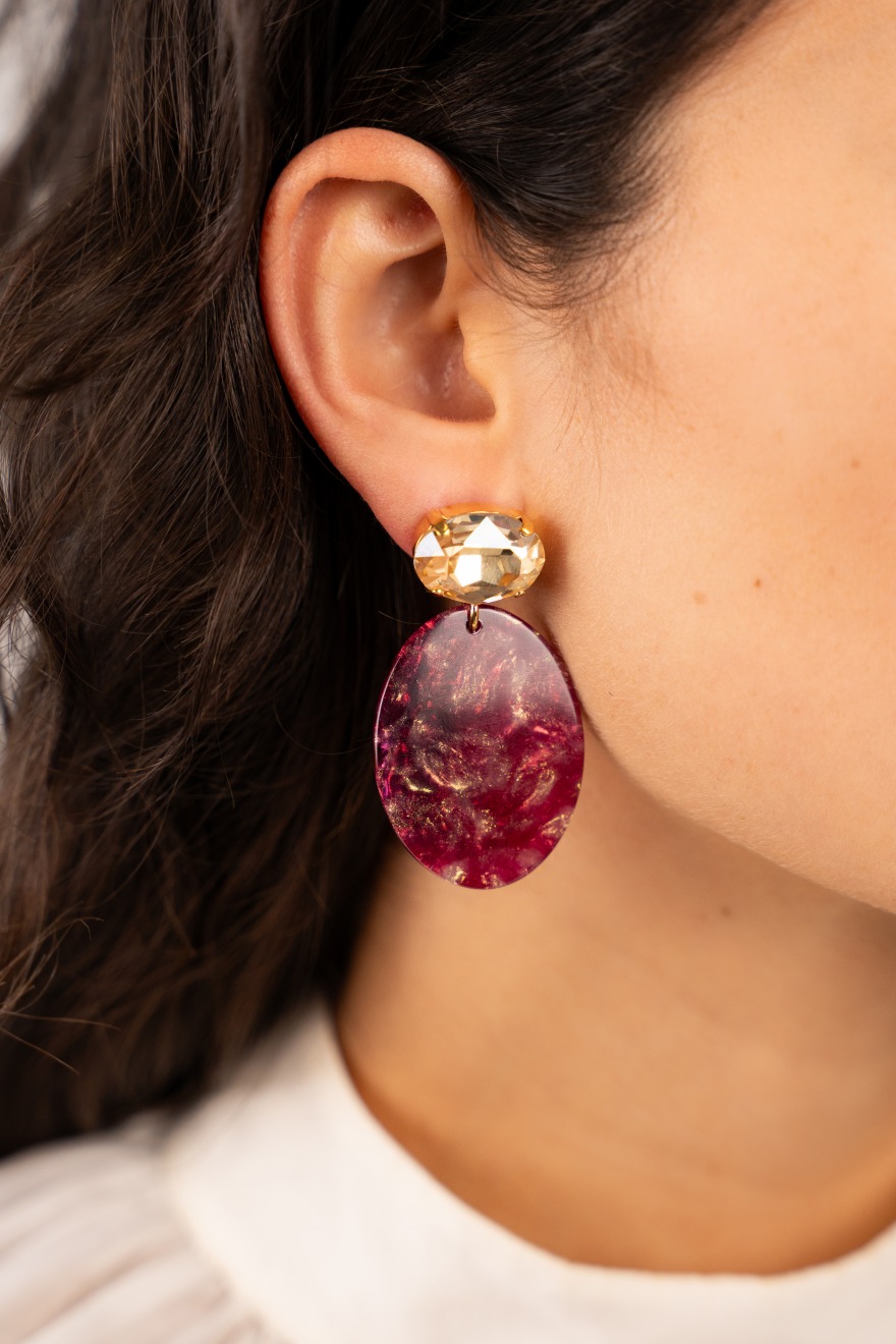 Bordeaux Earrings Celia Oval S