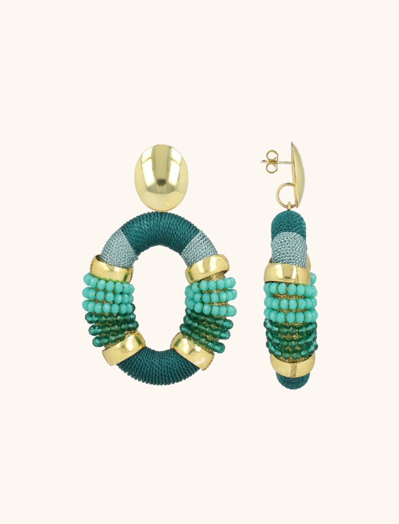 Groene Oorbellen Yara Combi Oval L Premium