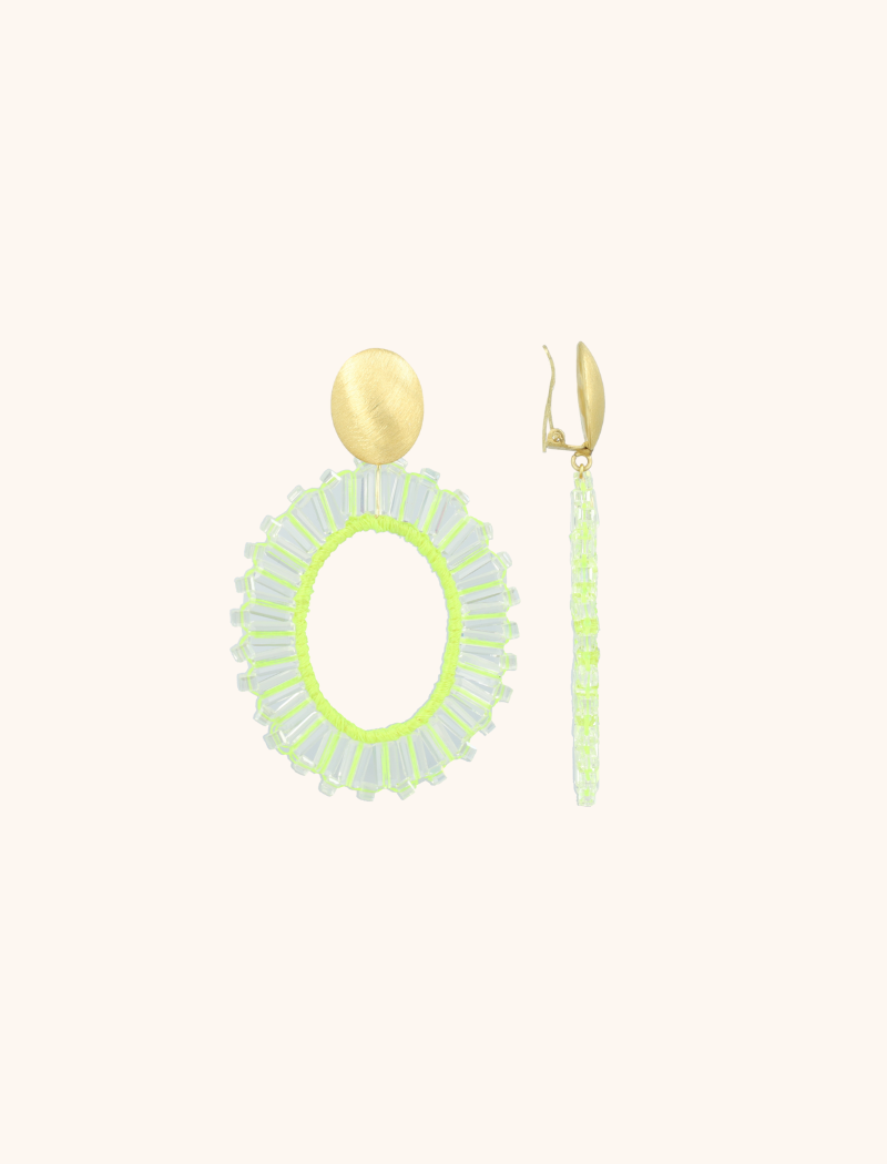Lime oorbellen Naomi ovaal M tonal clip