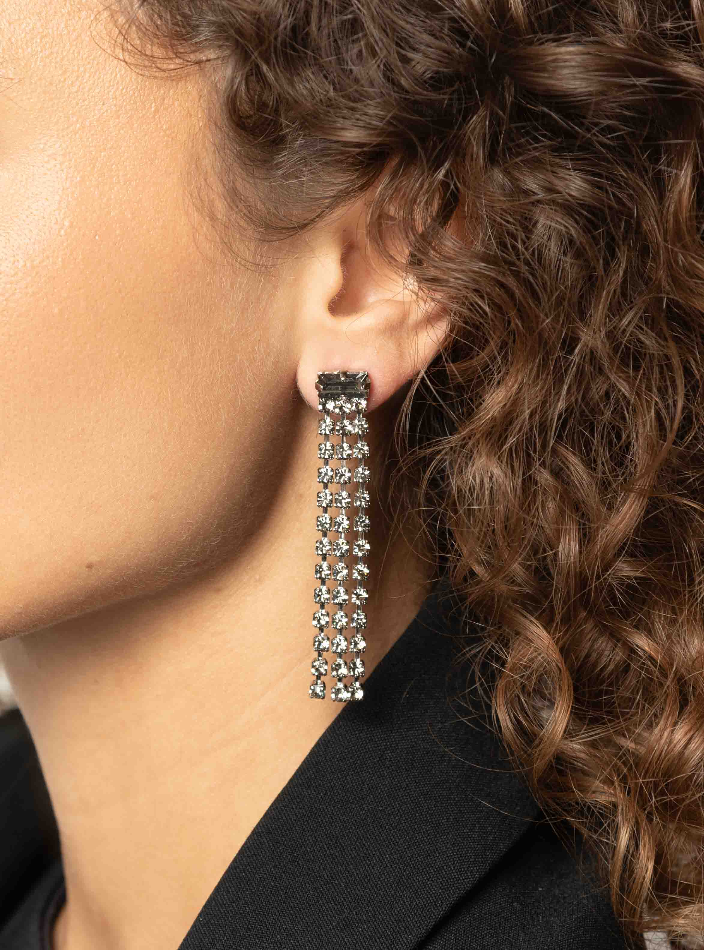 Veronique Earrings Baguette Waterfall S Black Diamond