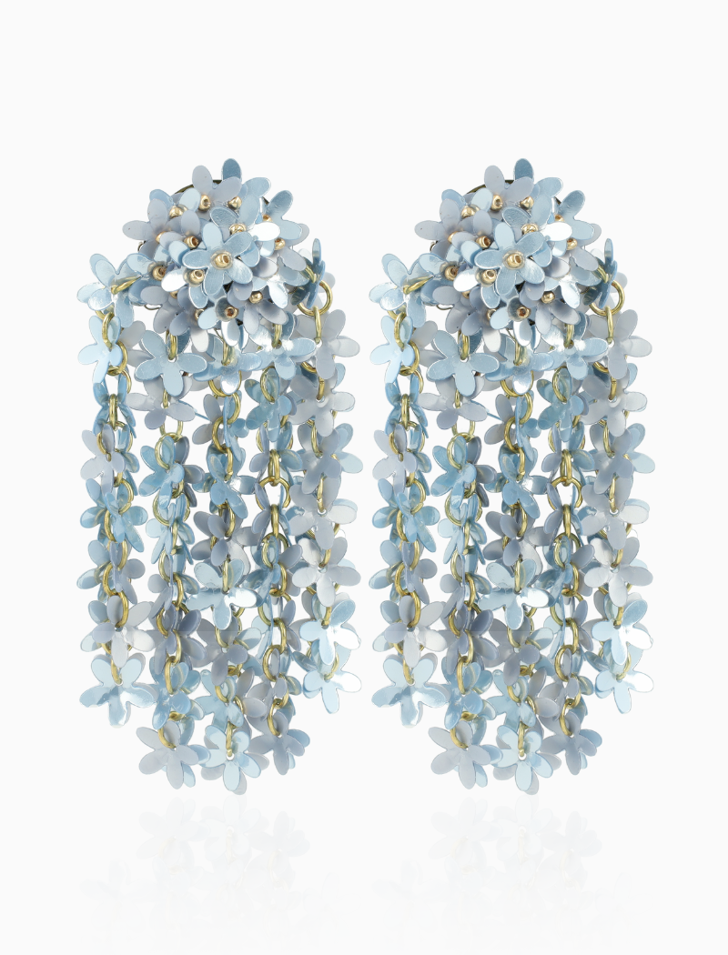 Blauwe Oorbellen Sequin Flower Rain Fleur