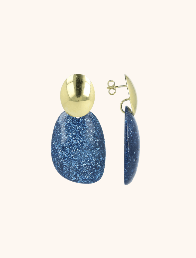 Blauwe Glitter Oorbellen Little Sara Asymetrisch Strass Ovaal Slott-theme.productDescriptionPage.SEO.byTheBrand