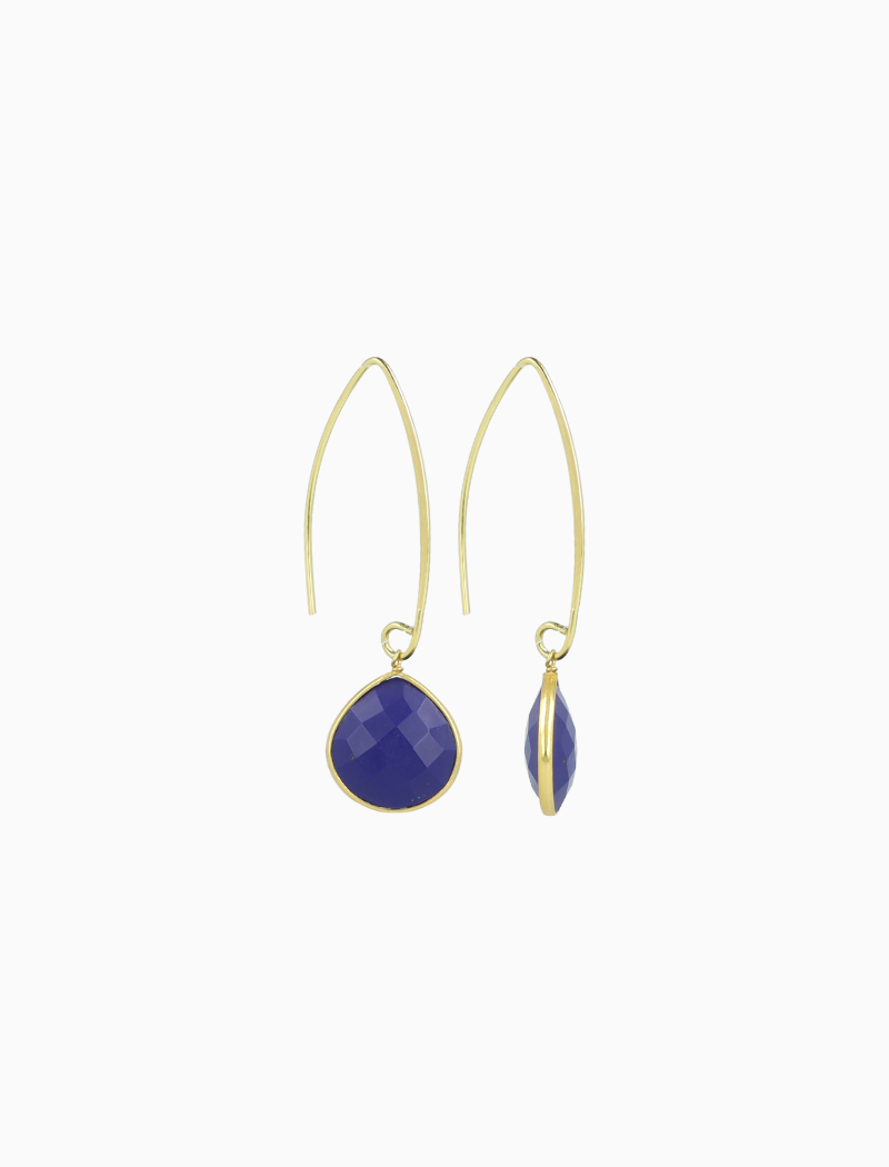 Donkerblauwe Oorbellen Round Framed Drop Leni