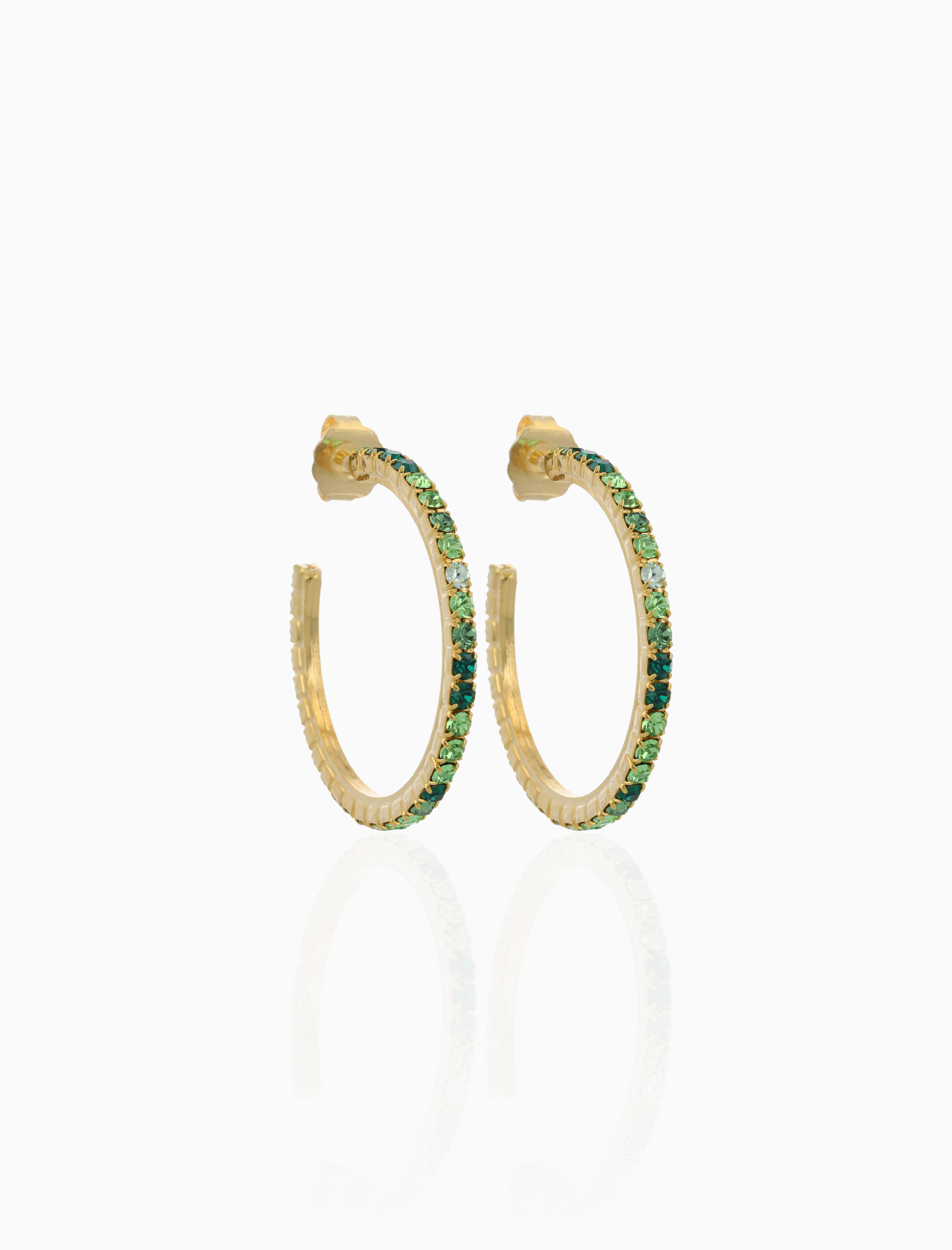 Goldfarbene Ohrringe Creole Multi Green Fine Stones L Noor