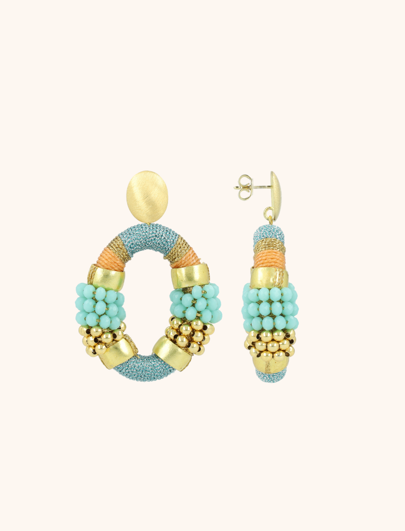 Blauwe Oorbellen Caroline Premium Combi Oval Mlott-theme.productDescriptionPage.SEO.byTheBrand