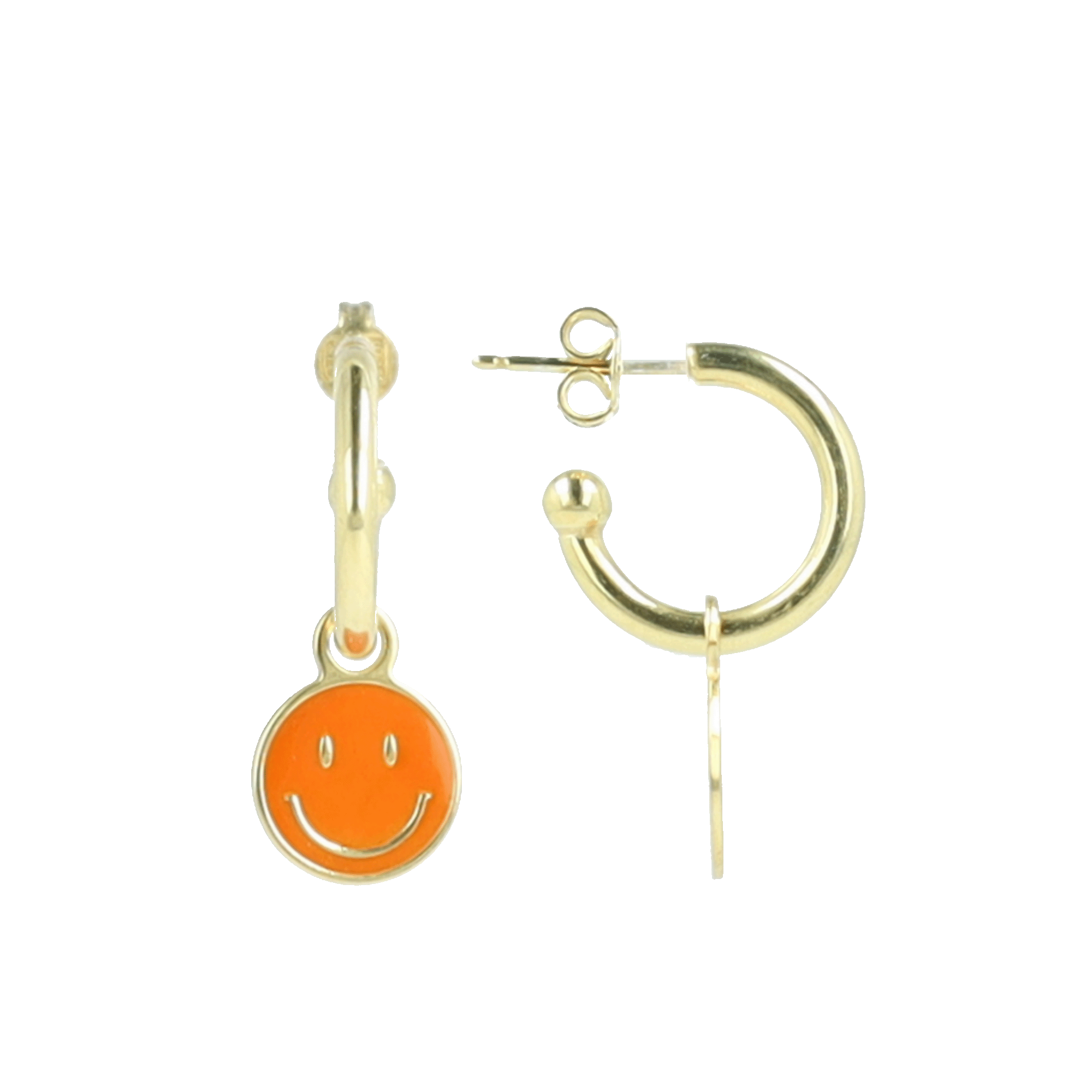 Smiley earrings enamel orange