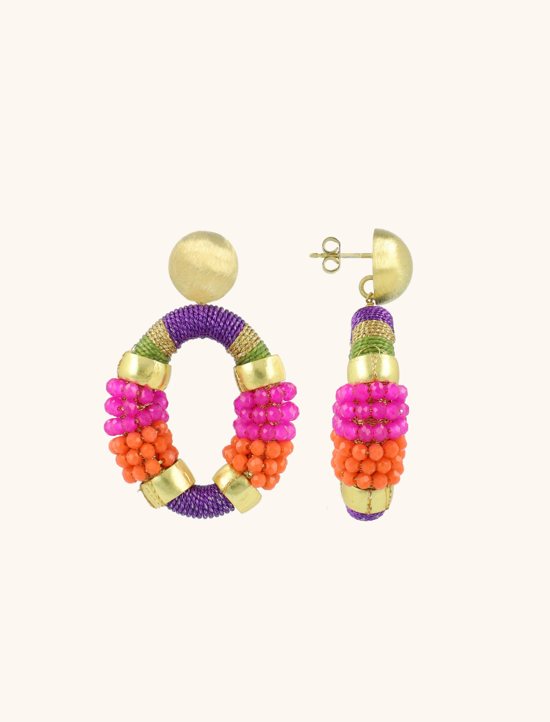 Purple Fuchsia Earrings Caroline Oval M Premium