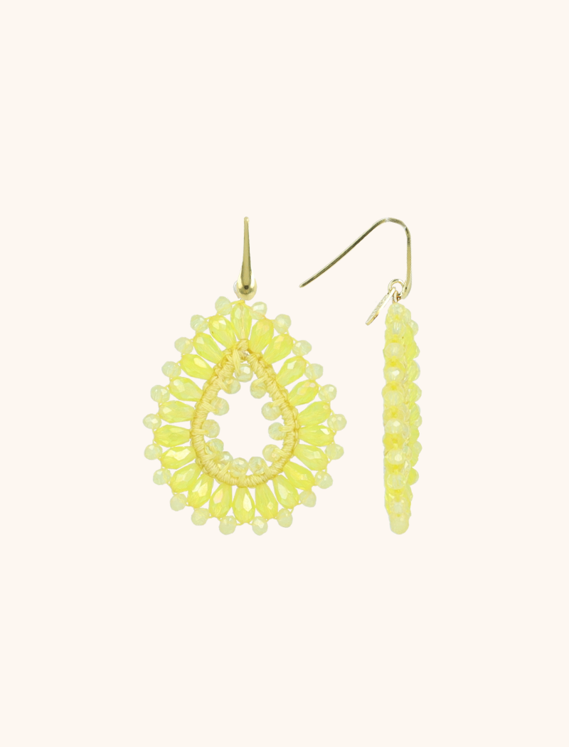 Light Yellow Earrings Robin Drop Crystal Small  