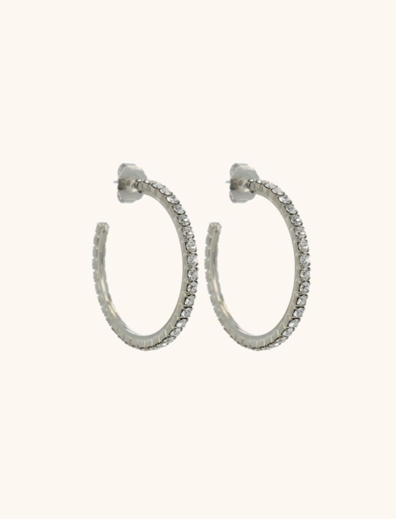 Zilveren Oorbellen Tennis Creool Fine Stones L Noor