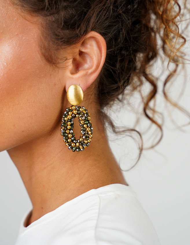 Green Earrings Pomm Oval M