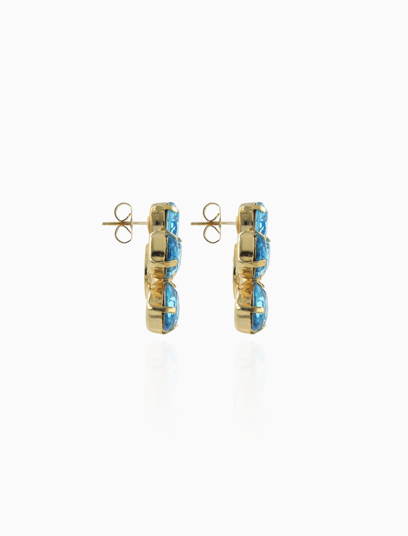 Blauwe Oorbellen Strass Flower M Beatrice