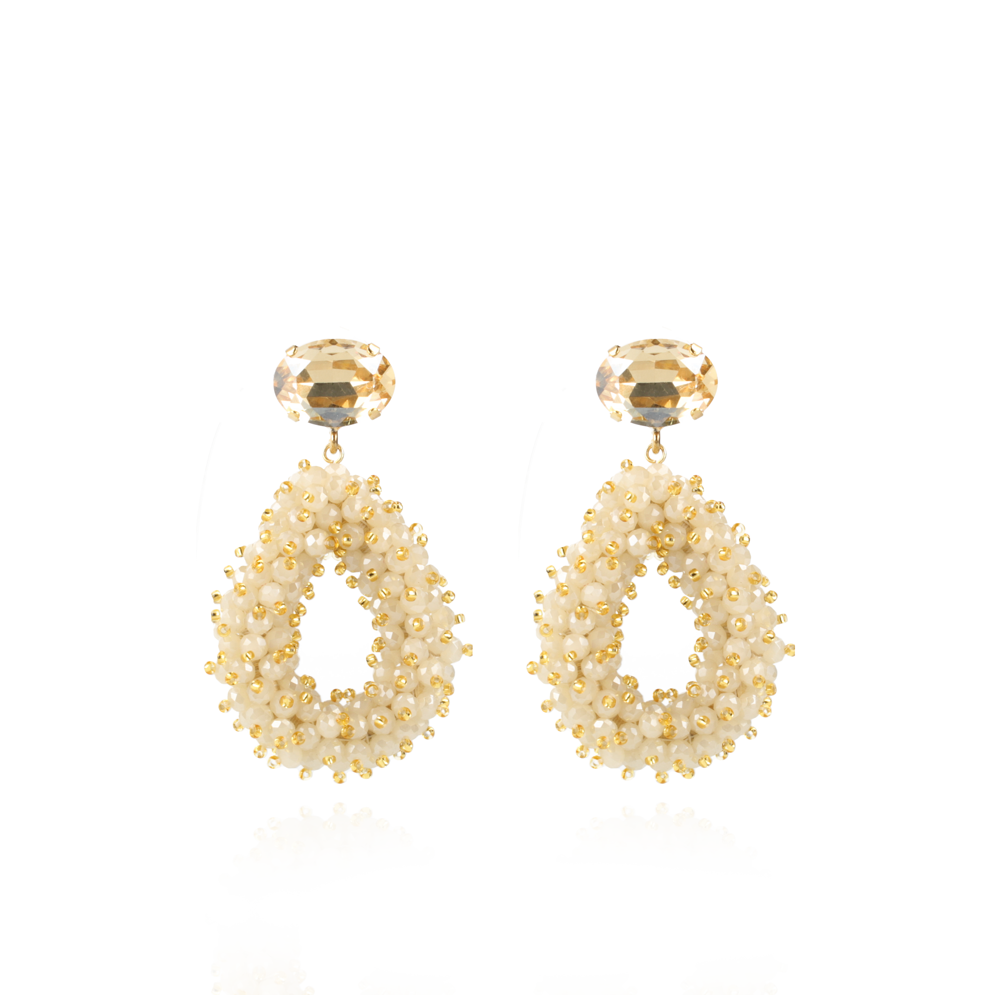 Nude Oorbellen Double Stones Strass Shadow Drop L