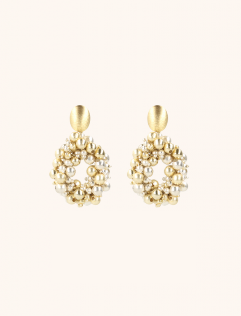 Goldfarbene Ohrringe Louise Irregular Double Stones Drop S