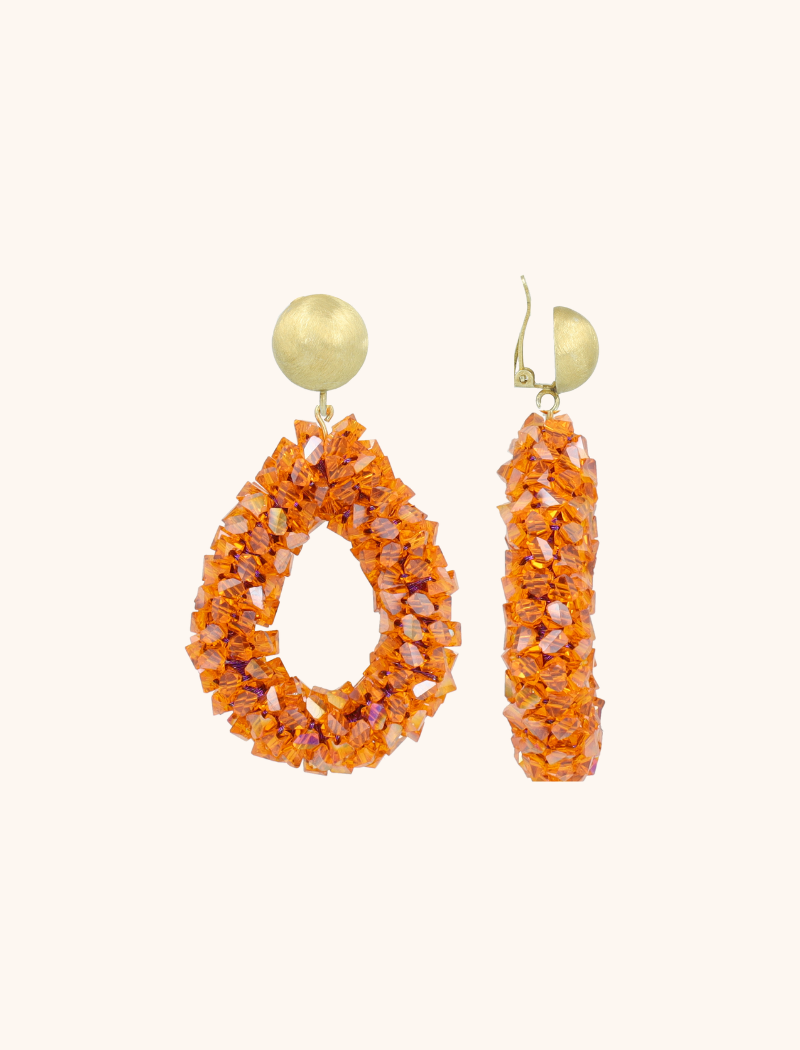 Orange Ohrringe Marieke Drop L Raw Clip  