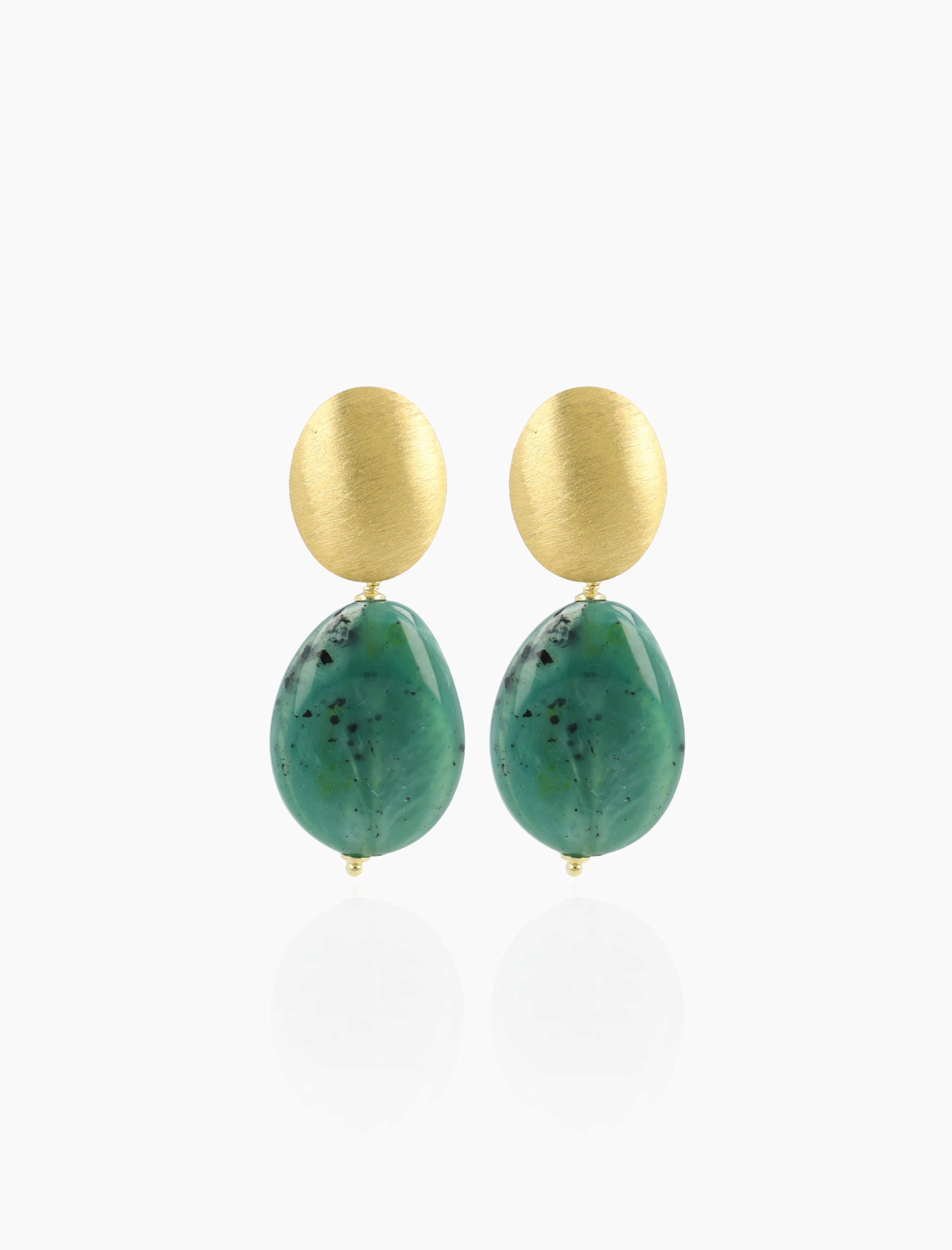 Green Marble Oorbellen Amber Squeezed Drop