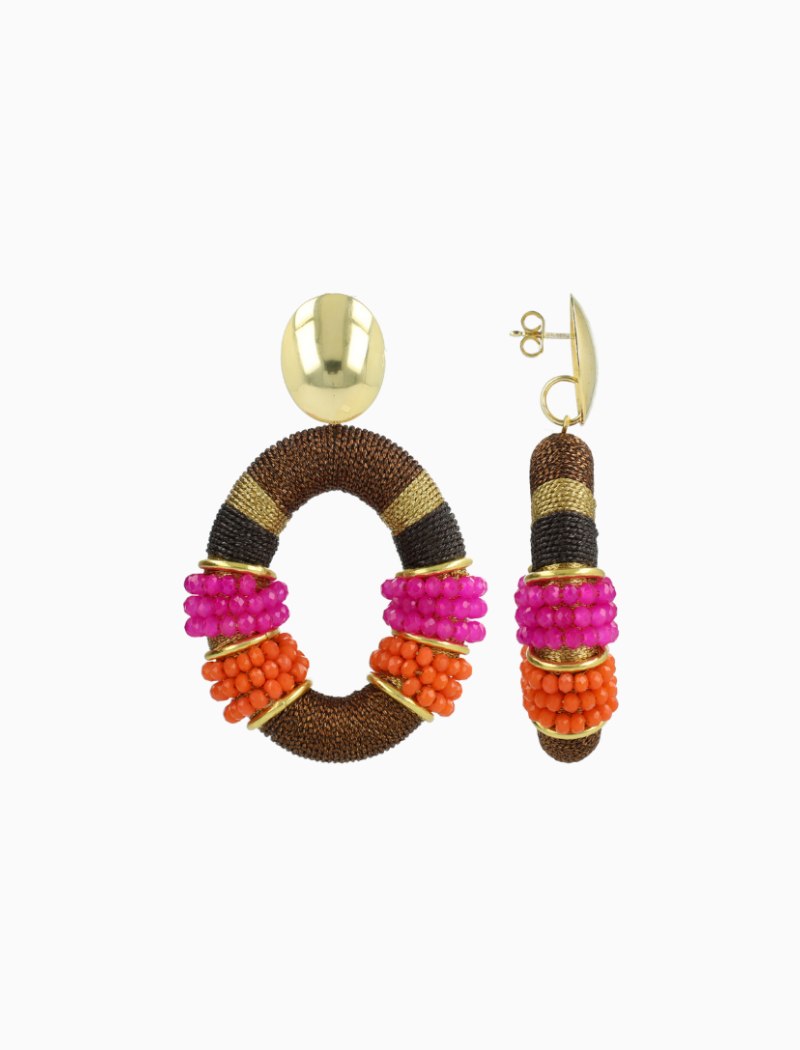 Bruine Fuchsia Oorbellen Elle Ovaal Deluxe L