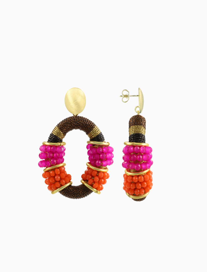 Braun Fuchsia Deluxe Elle Oval Ohrringe M