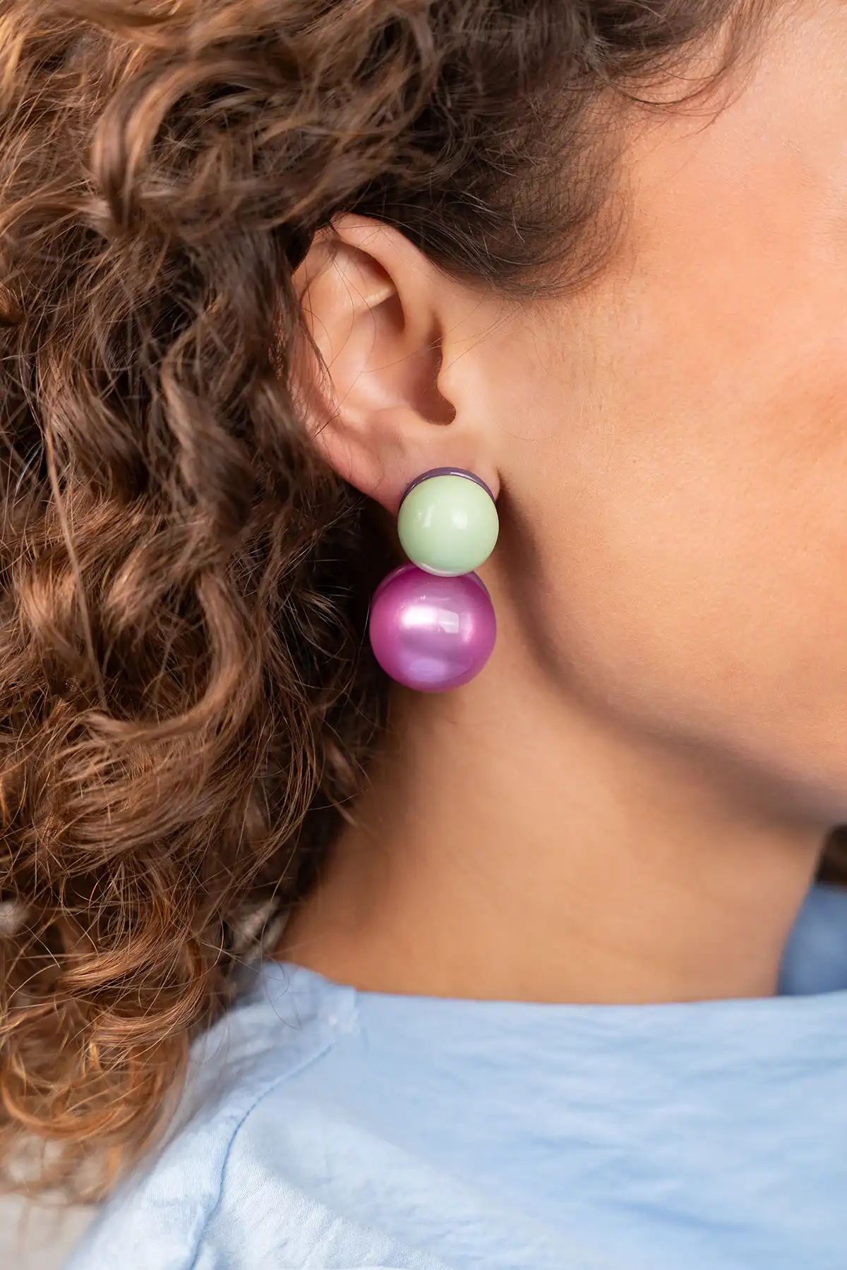 Fuchsia Oorbellen Gitte Bold Double Bubbles