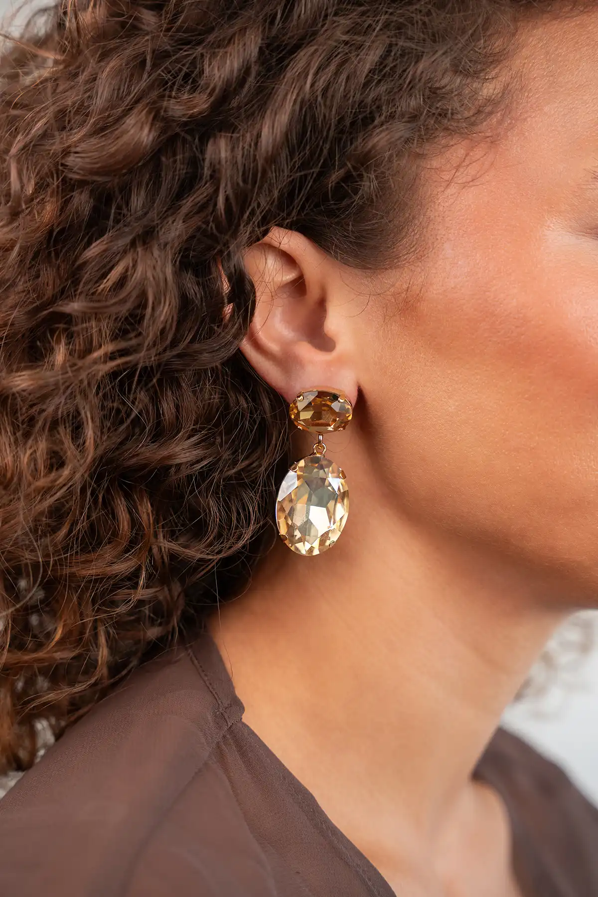 Bruine Oorbellen Amelie Oval XL