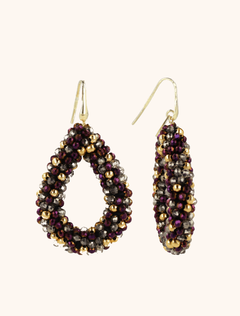 Green Purple Earrings Berry Drop L