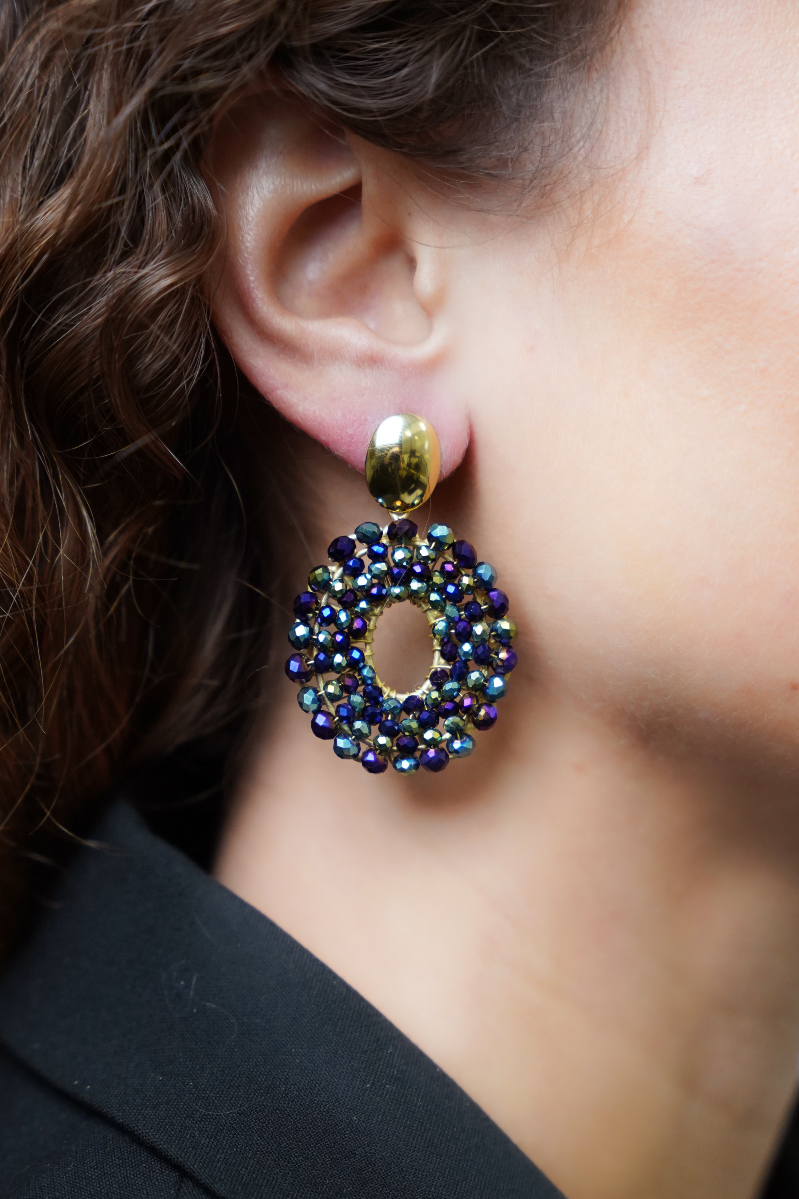 Metallic Groen Paarse Oorbellen Mia Ovaal S