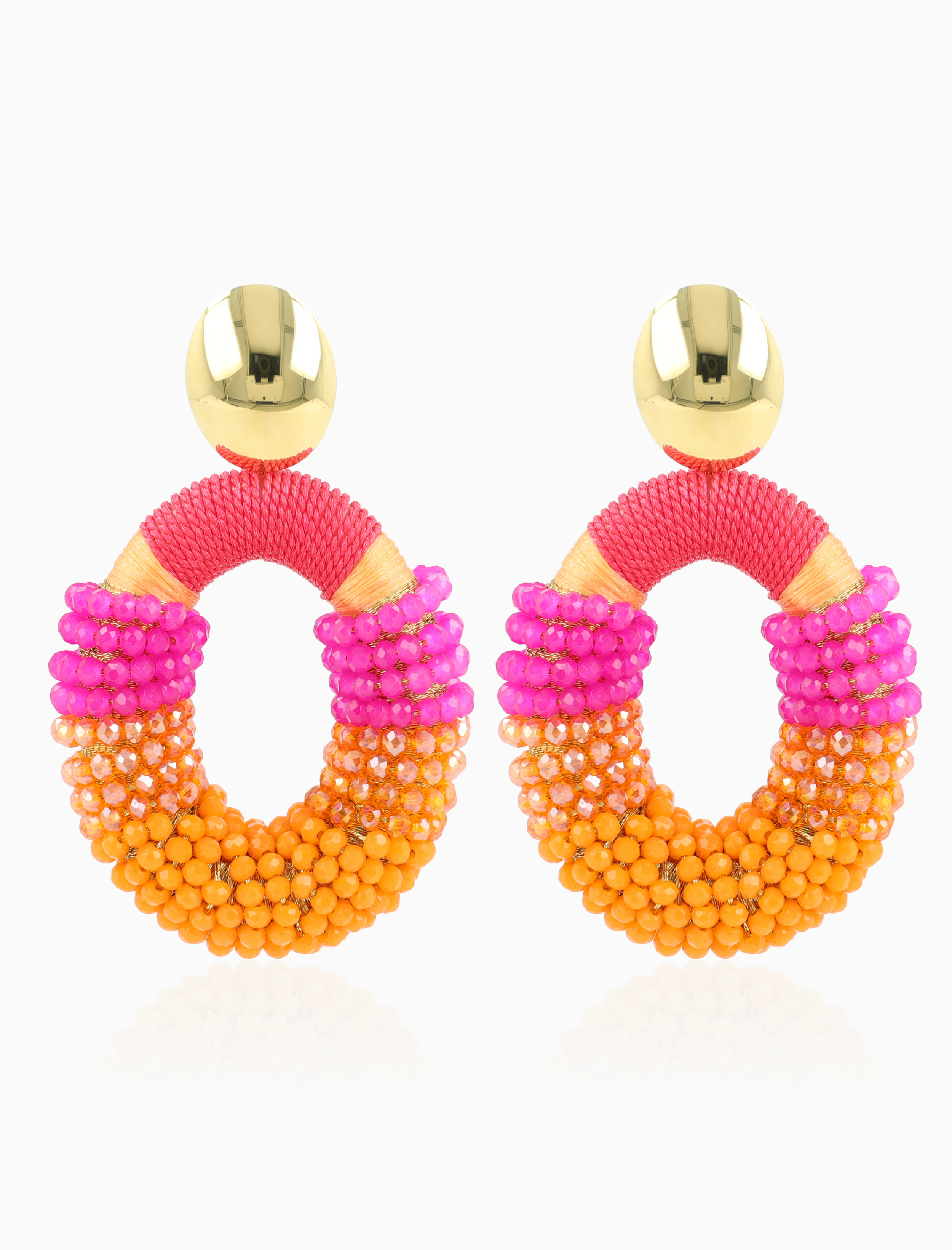 Fuchsia Oorbellen Yara Combi Oval L