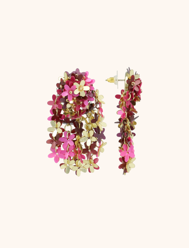 Rode Oorbellen Sequin Flower Rain M Fleur