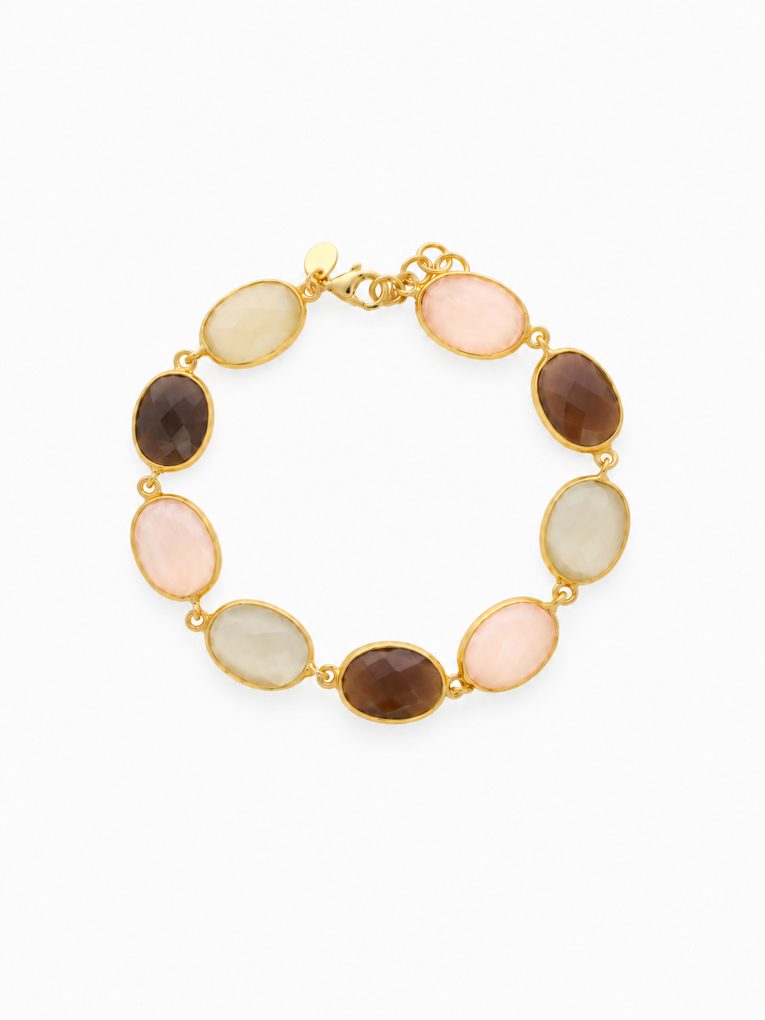 PRE-ORDER   Ann – Nine Framed Stones Armband – Champagne/Bruin Mix